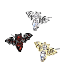 Threadless Titanium vleermuis top met steentjes