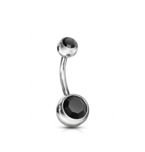 Titanium intern geschroefde navelpiercing met gekleurde kristallen - Afbeelding 14