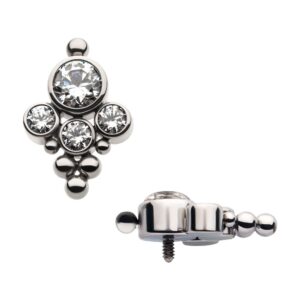 Titanium top met 4 Swarovski kristallen en kralen