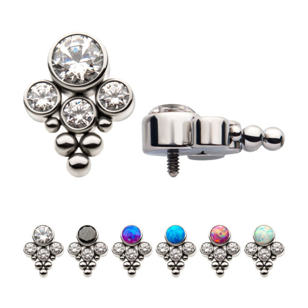 Titanium top met kralen, belegd met Swarovski kristallen en steentje