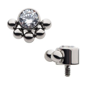 Titanium top met kristal en 5 kralen